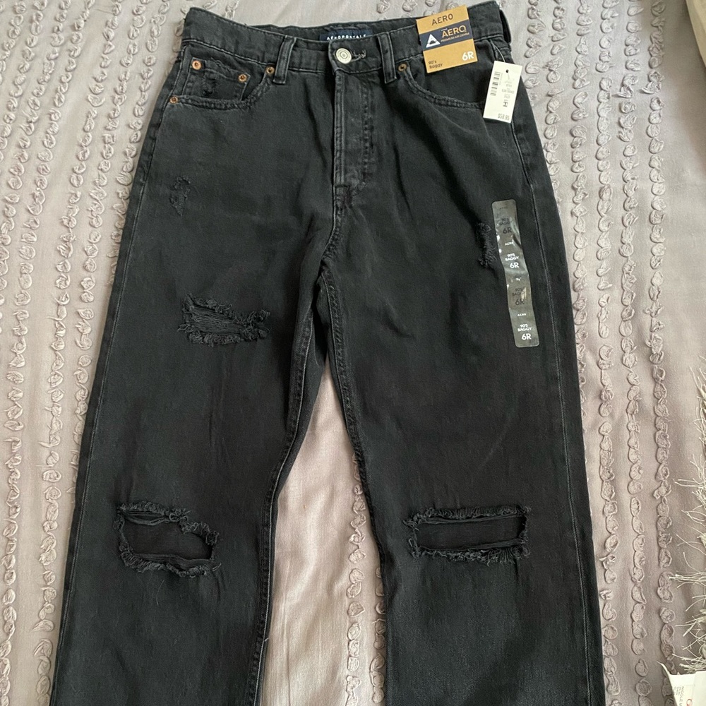 “90s baggy” black aeropostale jeans